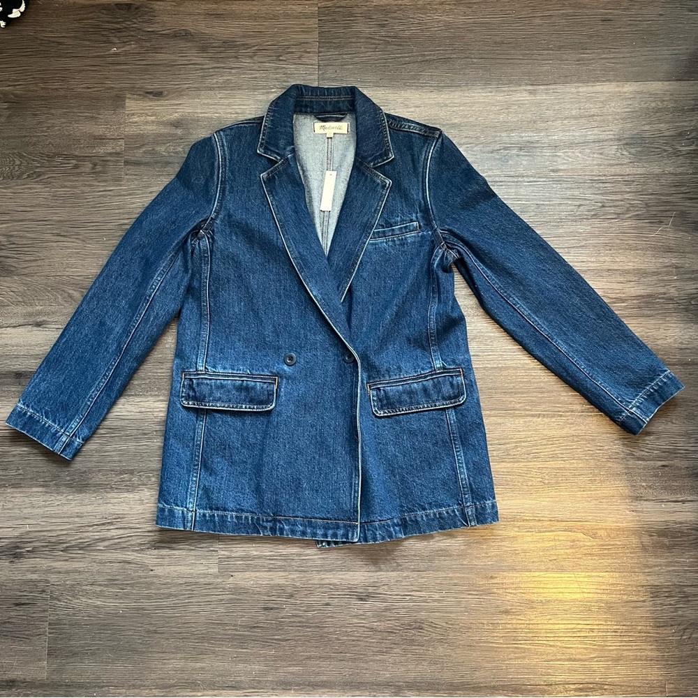 Madewell Denim Blazer Deardorf Wash XS 100% Cotton